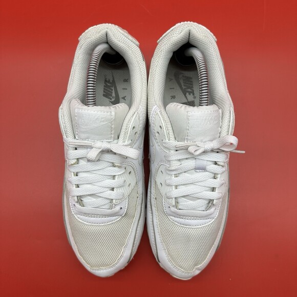 Nike Air Max 90 Recraft Triple White Low Top Sneakers Men\'s Size 8.5 CN8490-100